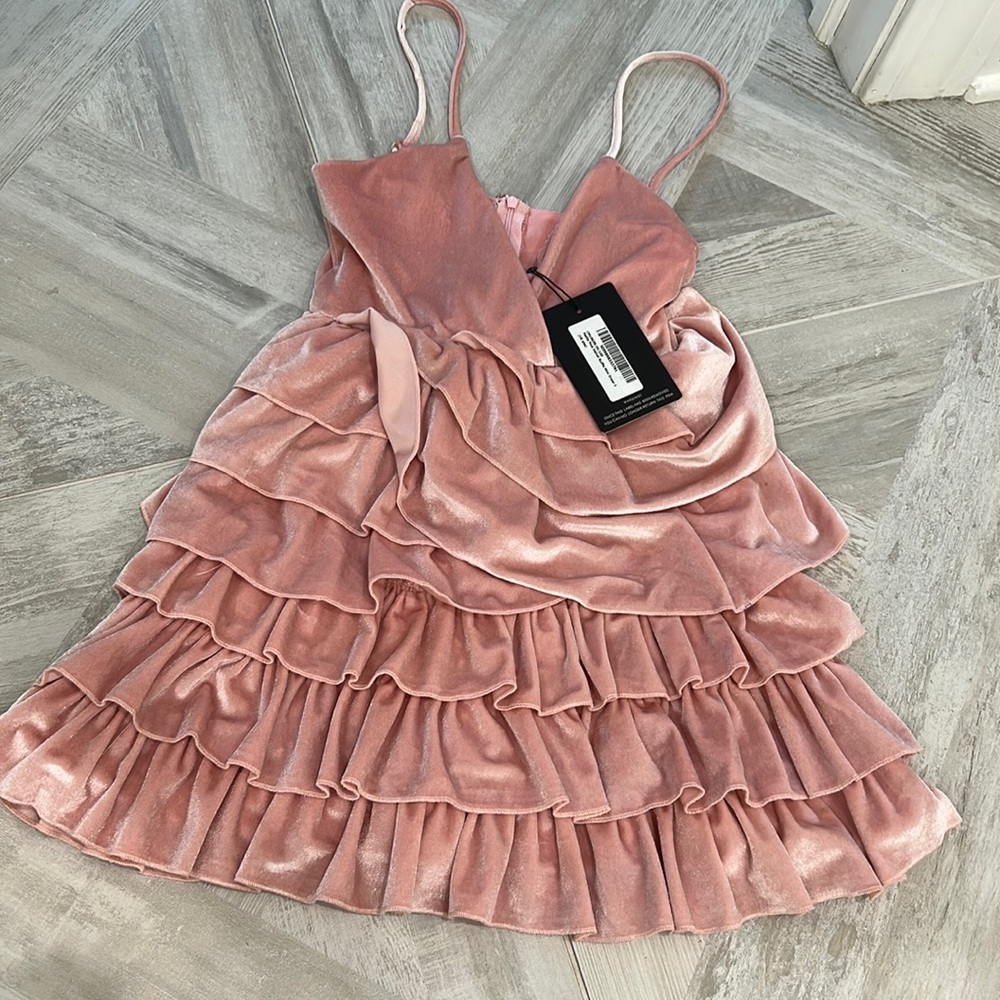 PLT PETITE pink baby doll ruffle dress